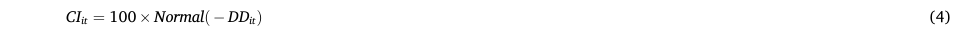 CIit = 100 × Normal( −DDit) (4)