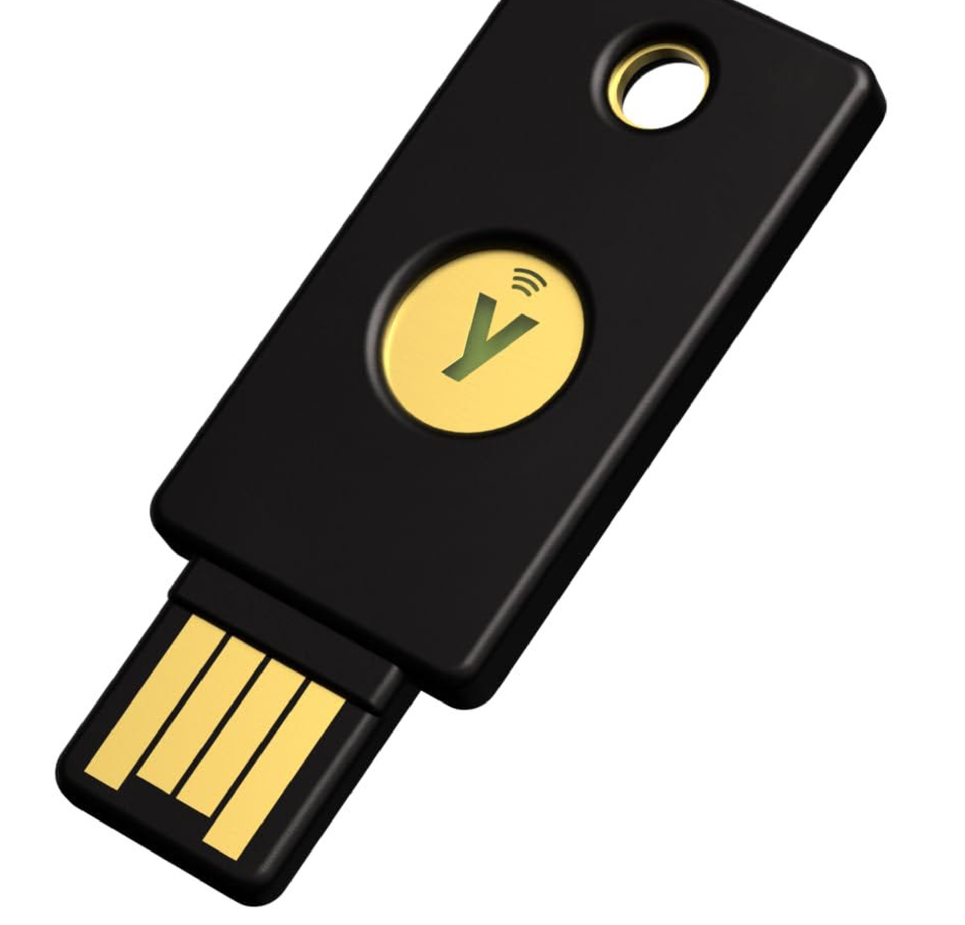 Photograph of a YubiKey authentication device.