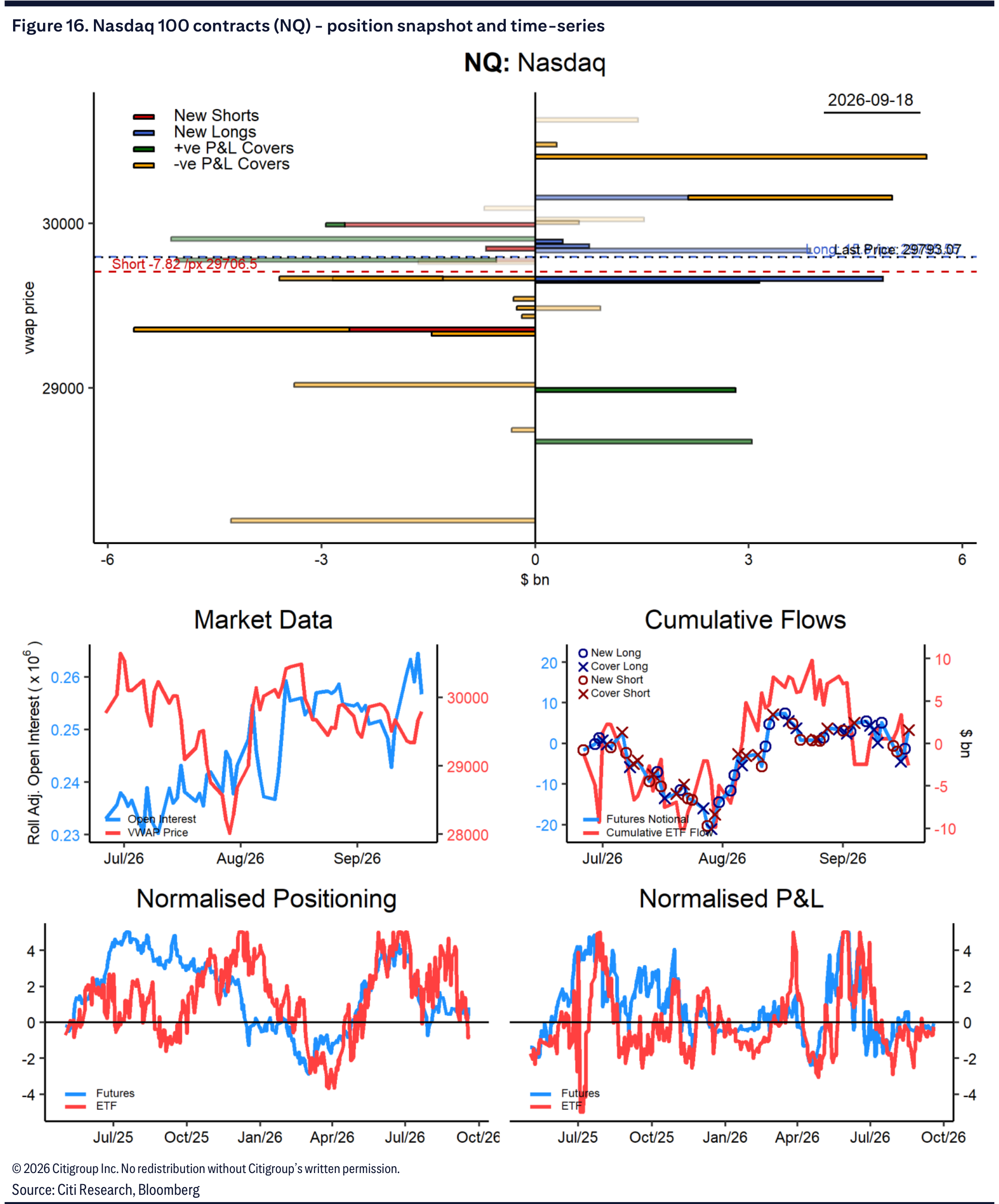 Figure 16. Nasdaq 100 contracts (NQ) - position snapshot and time-series