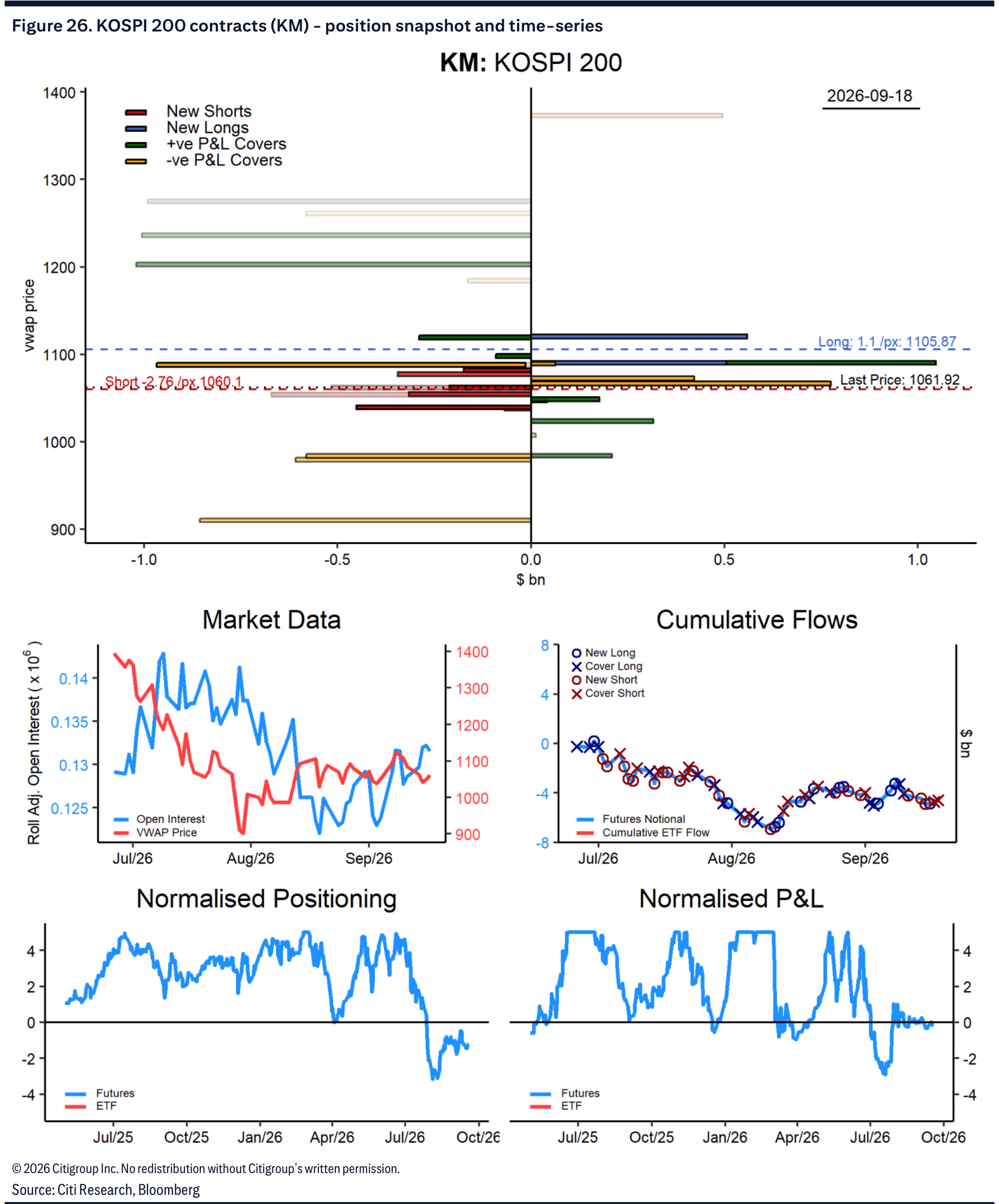 Figure 26. KOSPI 200 contracts (KM) - position snapshot and time-series