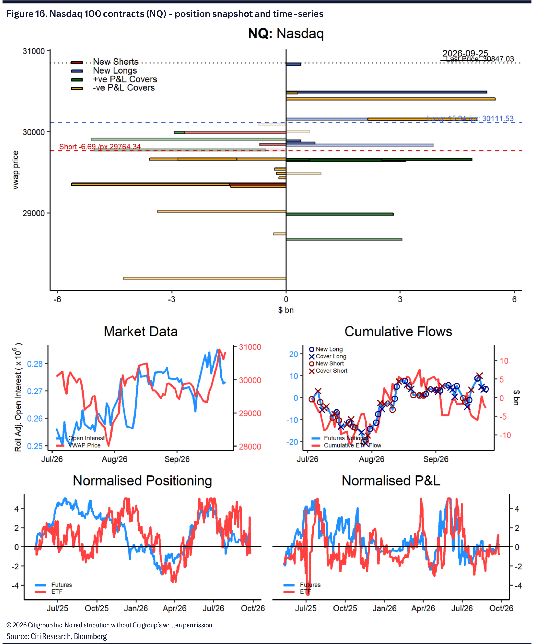 Figure 16. Nasdaq 100 contracts (NQ) - position snapshot and time-series
