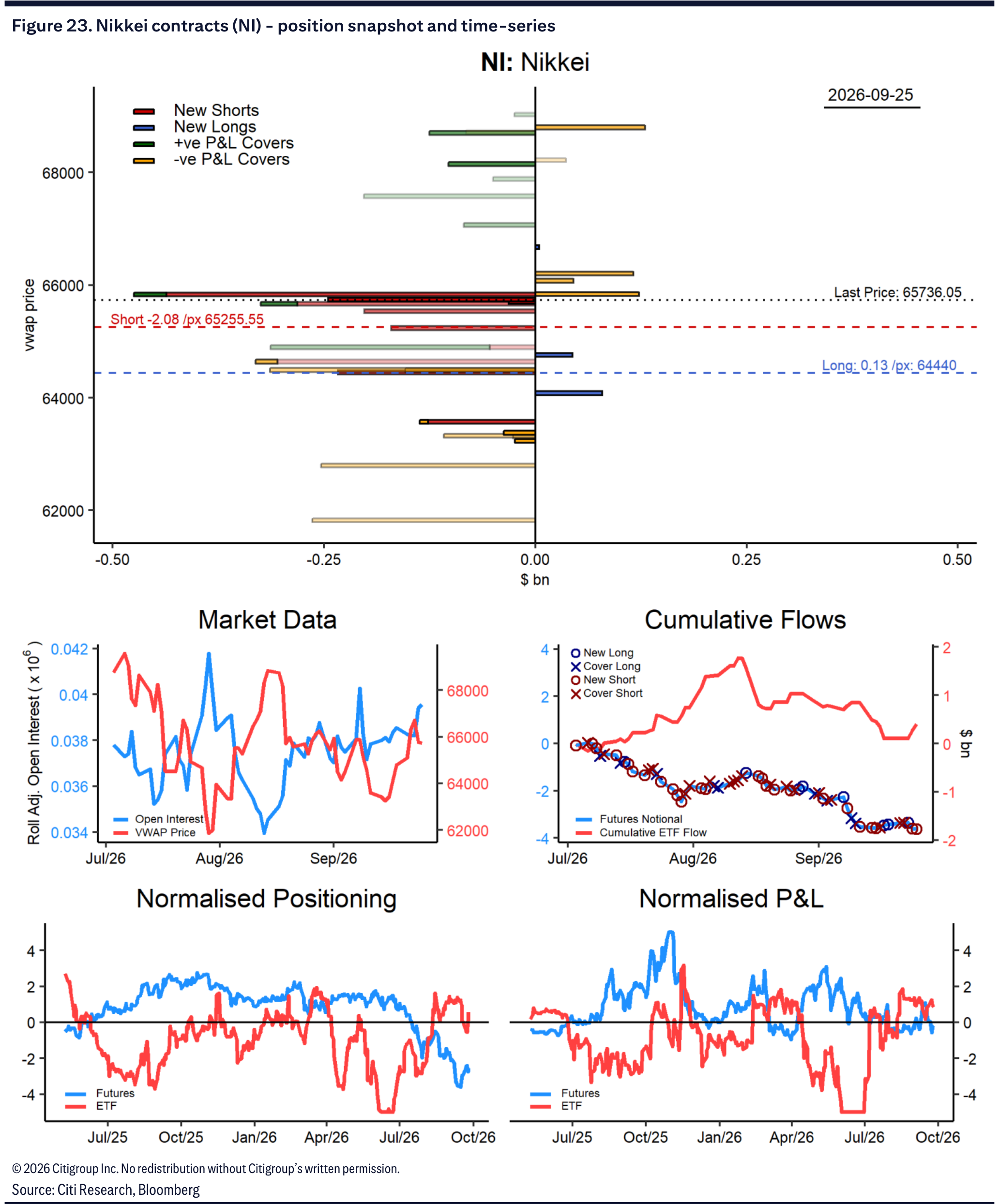Figure 23. Nikkei contracts (NI) - position snapshot and time-series
