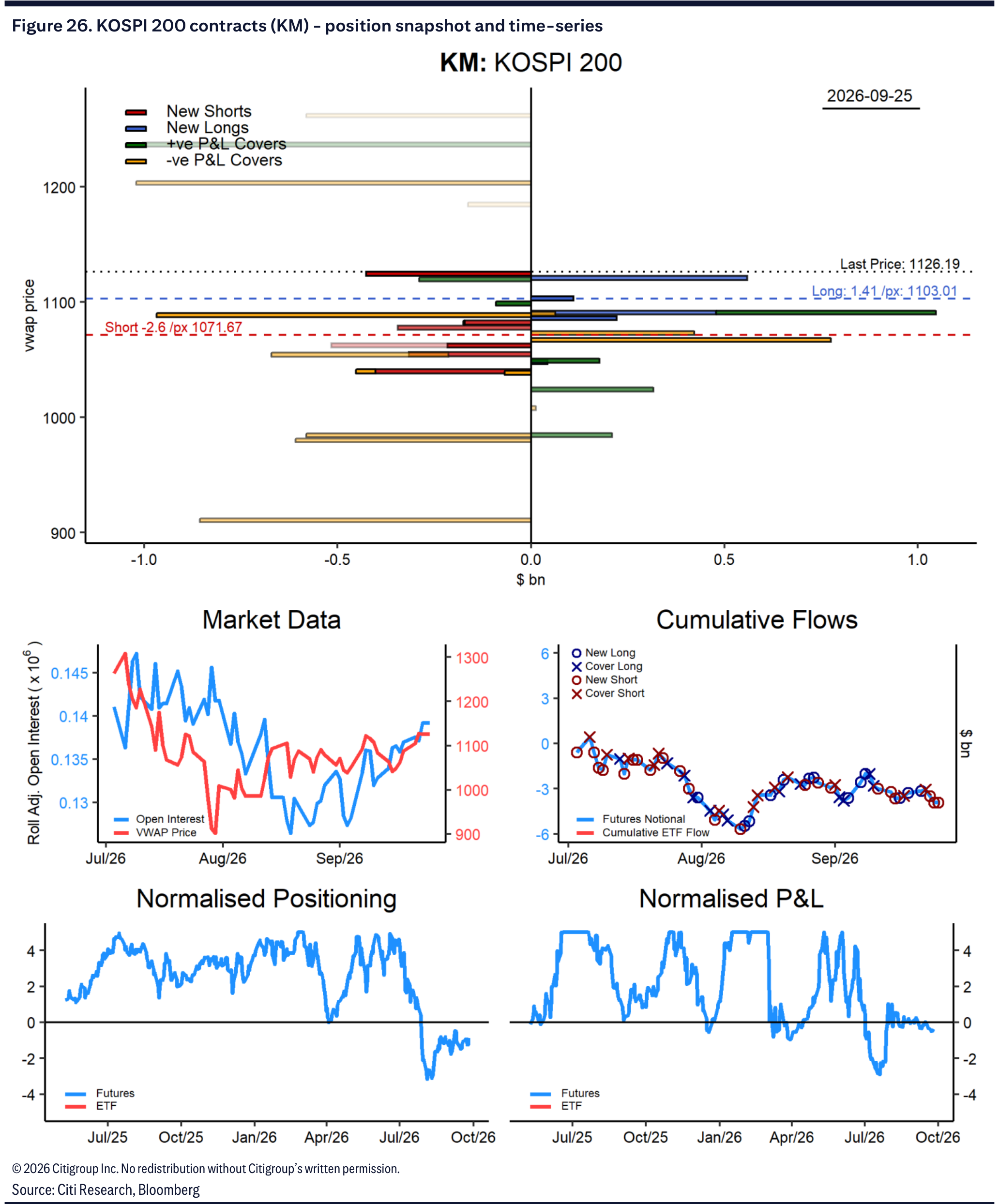 Figure 26. KOSPI 200 contracts (KM) - position snapshot and time-series