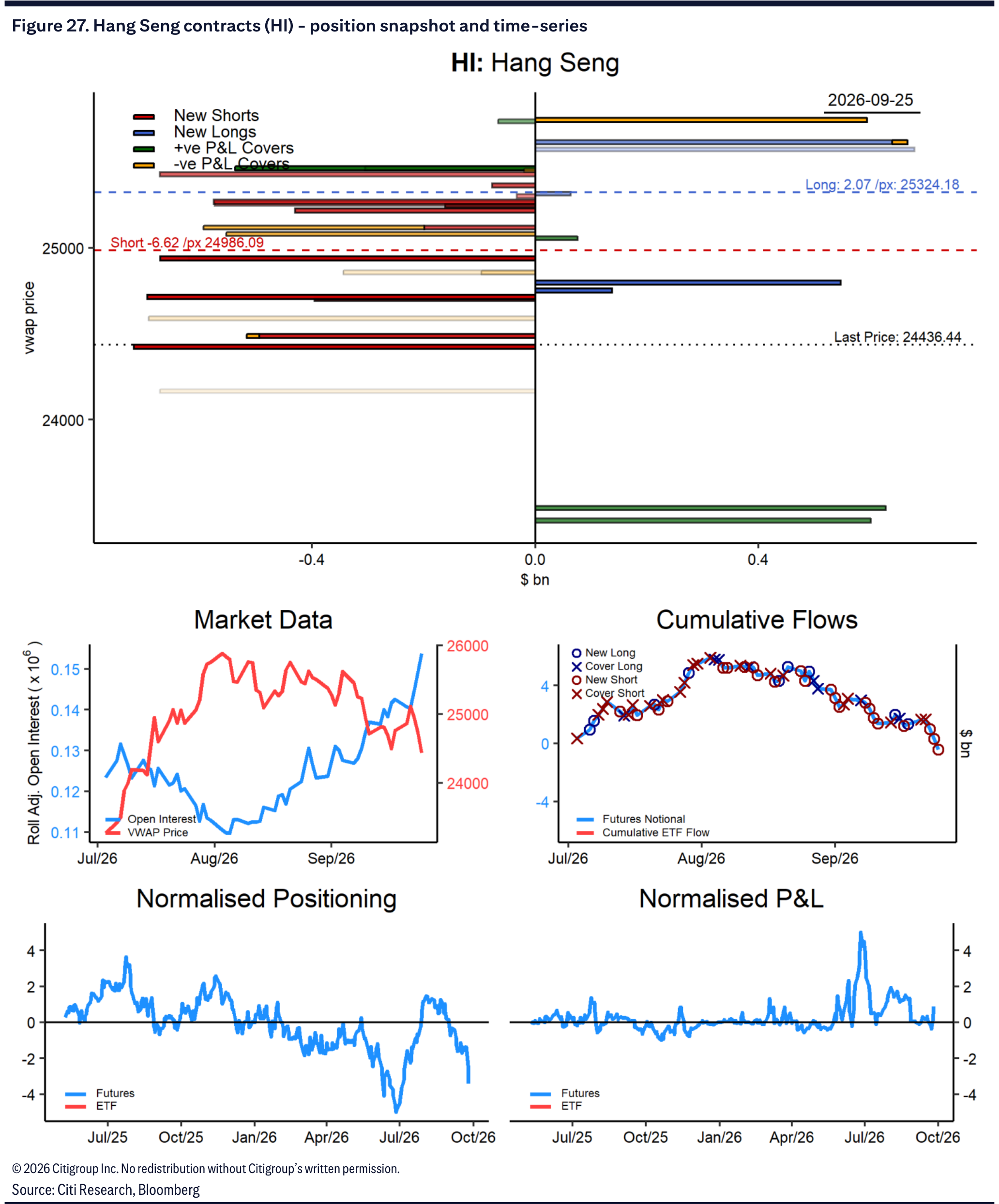 Figure 27. Hang Seng contracts (HI) - position snapshot and time-series