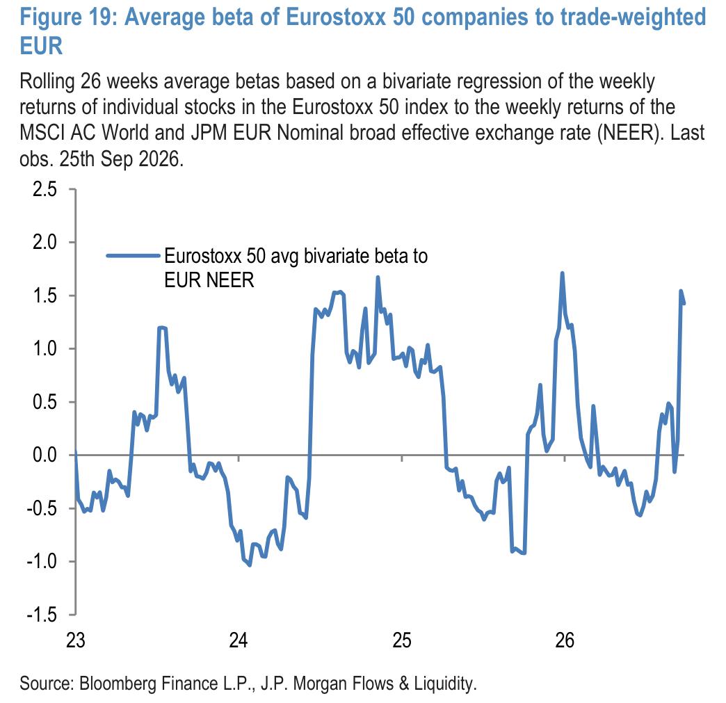 Figure 19: Average beta of Eurostoxx 50 companies to trade-weighted EUR