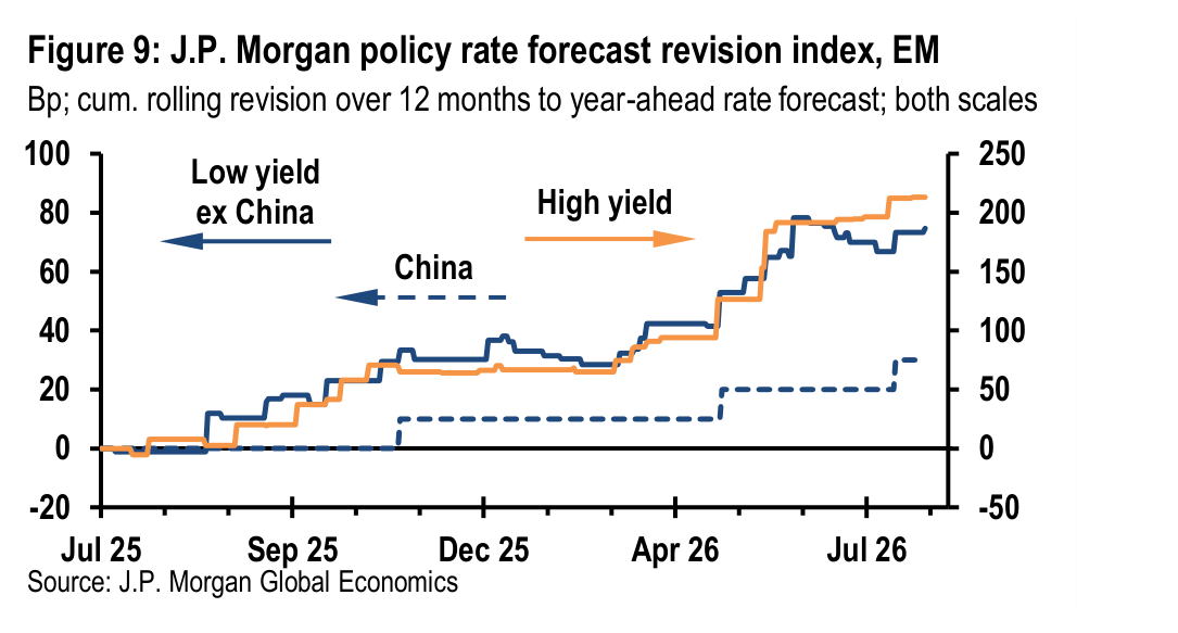Figure 9. J.P. Morgan policy rate forecast revision index, EM