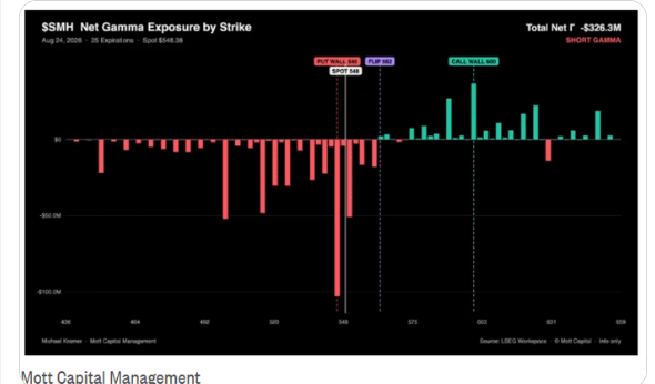 SMH net gamma exposure by strike