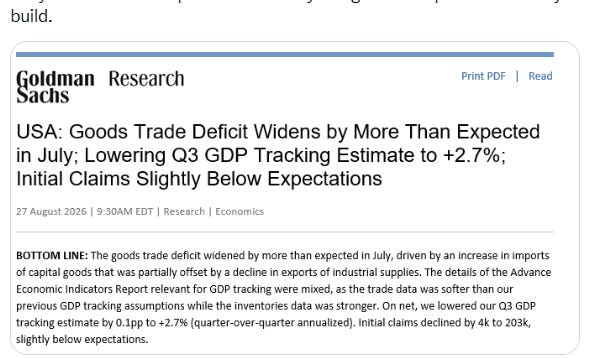 Goldman Sachs GDP tracking note