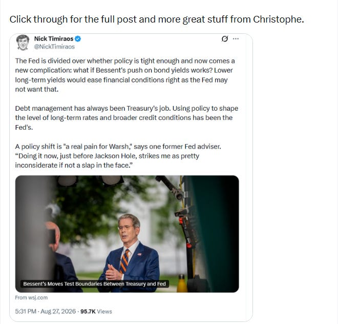 Nick Timiraos post on Warsh and Bessent