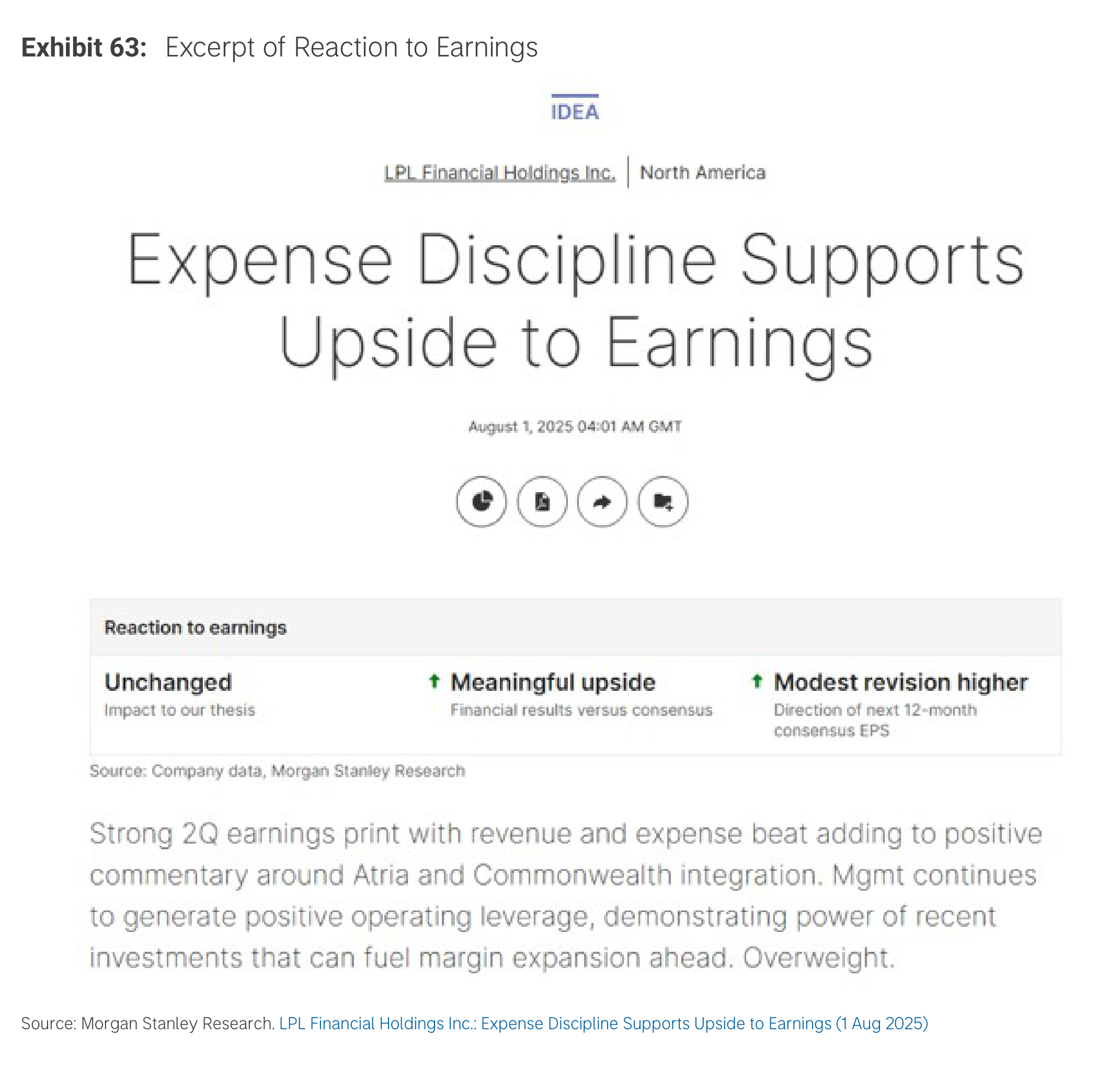 Exhibit 63. Excerpt of Reaction to Earnings