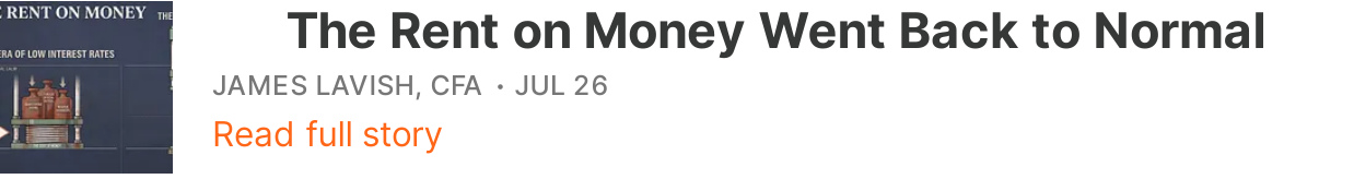 The Rent on Money Went Back to Normal