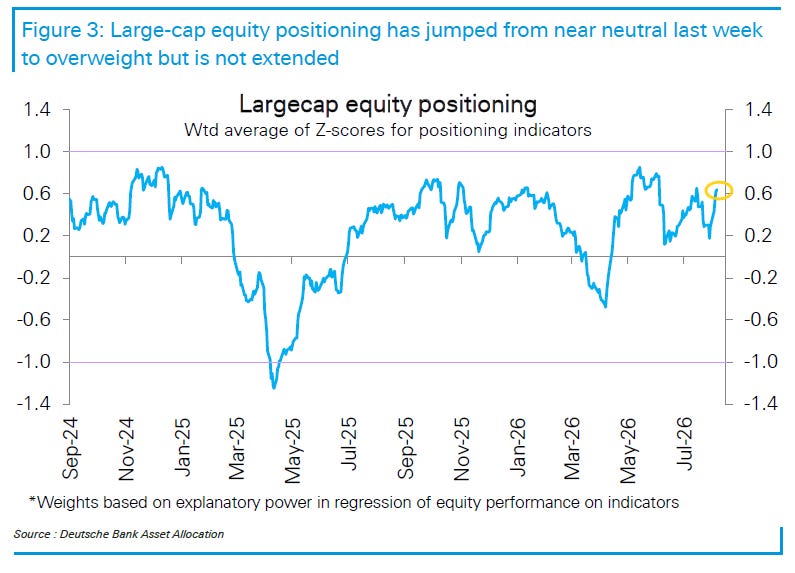 Large cap equity positioning z-score over time